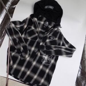 Stylish Black and Gray Plaid Men's Zip-Up Sweater